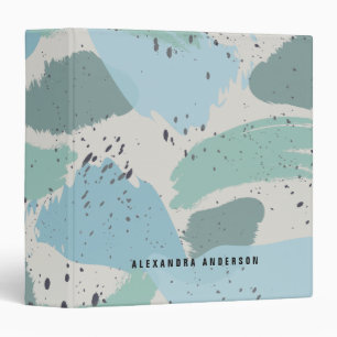 Modern Blue Grey Brush Strokes Binder