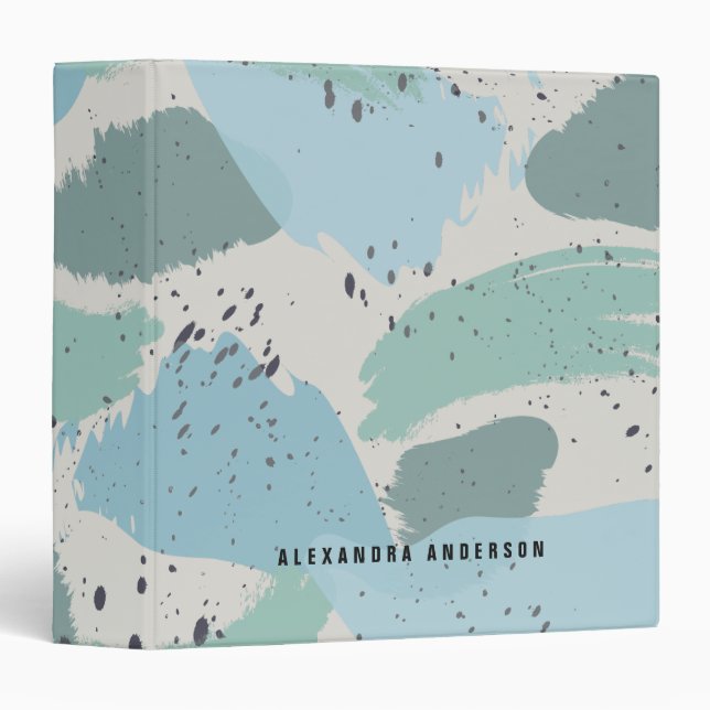 Modern Blue Grey Brush Strokes Binder (Front/Spine)