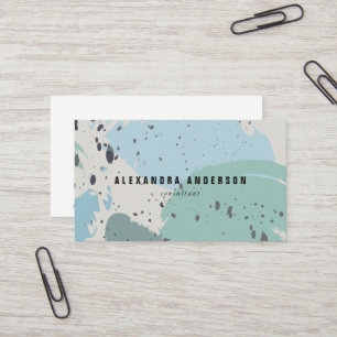 Modern Blue Grey Brush Strokes Business Card