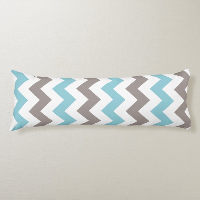 Modern Blue Grey Chevron Pattern Body Pillow (Front)
