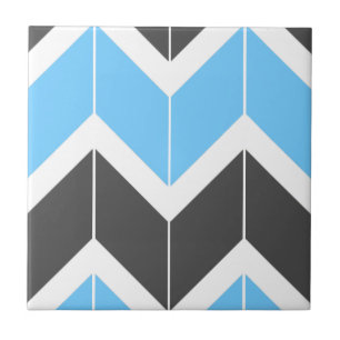 Modern Blue Grey Herringbone Chevron Pattern Tile