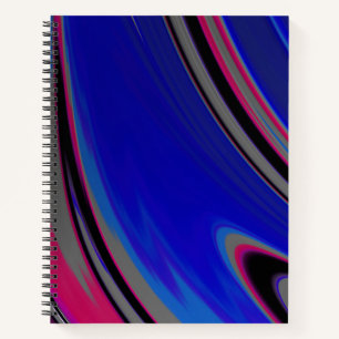 Modern Blue Grey Magenta Fractal Notebook
