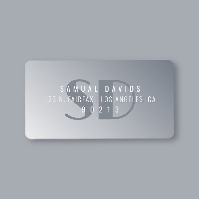 Modern Blue Grey Ombre Return Address Label (Creator Uploaded)