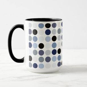 modern blue grey polka dots pattern monogram mug