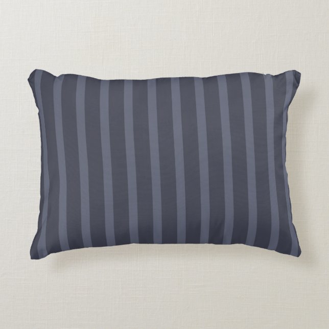 Modern Blue Grey Striped Accent Pillow (Front)