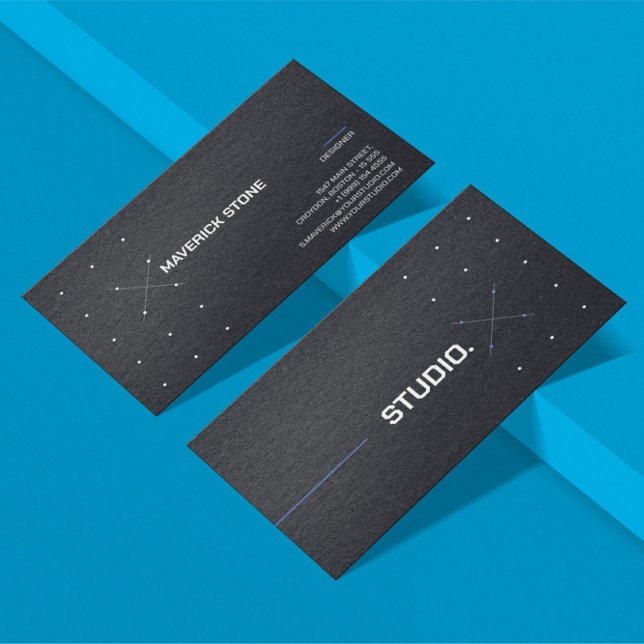Modern Blue Grey Tech IT Design Dark Business Card (Creator Uploaded)