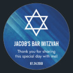 Modern Blue Grunge Bar Mitzvah Classic Round Sticker<br><div class="desc">Modern navy blue grunge Bar Mitzvah stickers. Easily personalize for custom party favours.</div>