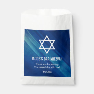 Modern Blue Grunge Bar Mitzvah Personalized Favour Bag