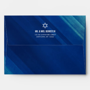 Modern Blue Grunge Bar Mitzvah Return Address A7 Envelope