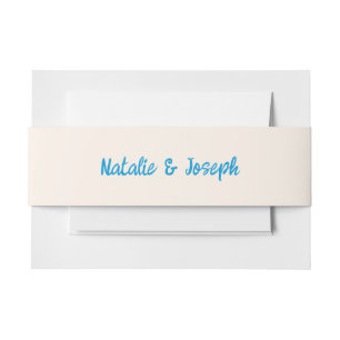 Modern Blue Hand Written Retro Unique Wedding Invitation Belly Band