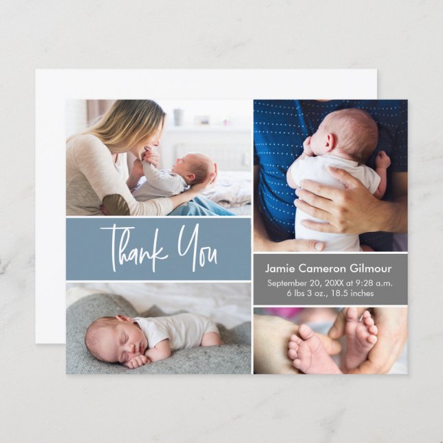 Modern Blue Handlettering Script multiple Photos (Front/Back)