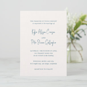 Modern Blue Handwritten Script Elegant Wedding Invitation