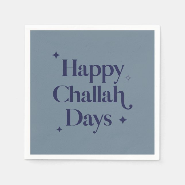 Modern Blue Happy Challah Days Hanukkah  Napkin (Front)