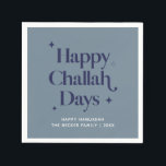 Modern Blue Happy Challah Days Hanukkah  Napkin<br><div class="desc">© Gorjo Designs. Made for you via the Zazzle platform.

// Need help customizing your design? Got other ideas? Feel free to contact me (Zoe) directly via the contact button below.</div>