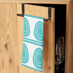 Modern Blue Happy Easter Eggs Pattern Kitchen Towel