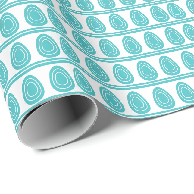 Modern Blue Happy Easter Eggs Pattern Wrapping Paper (Roll Corner)
