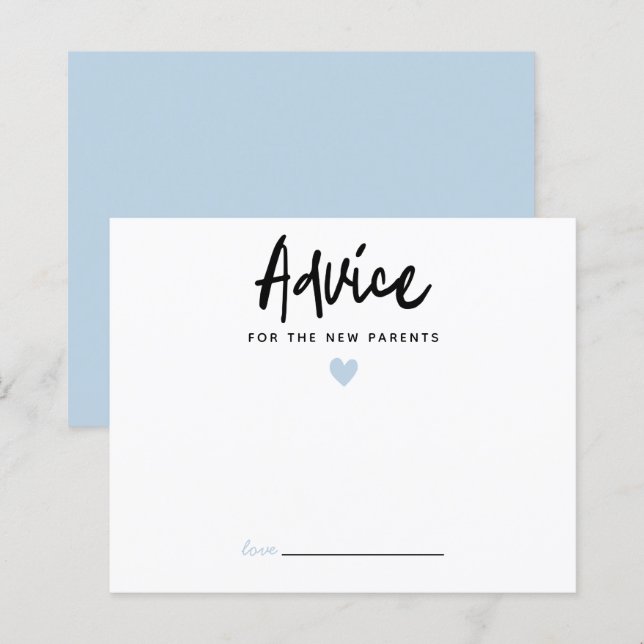 Modern Blue Heart Advice for the New Parents (Front/Back)