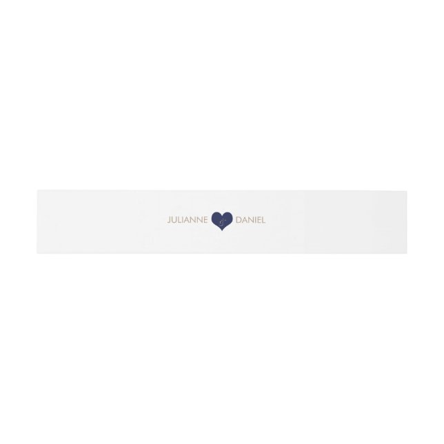 Modern Blue Heart Invitation Belly Band (Flat)