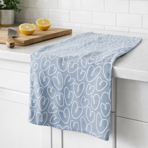 Modern Blue Heart Kitchen Towel
