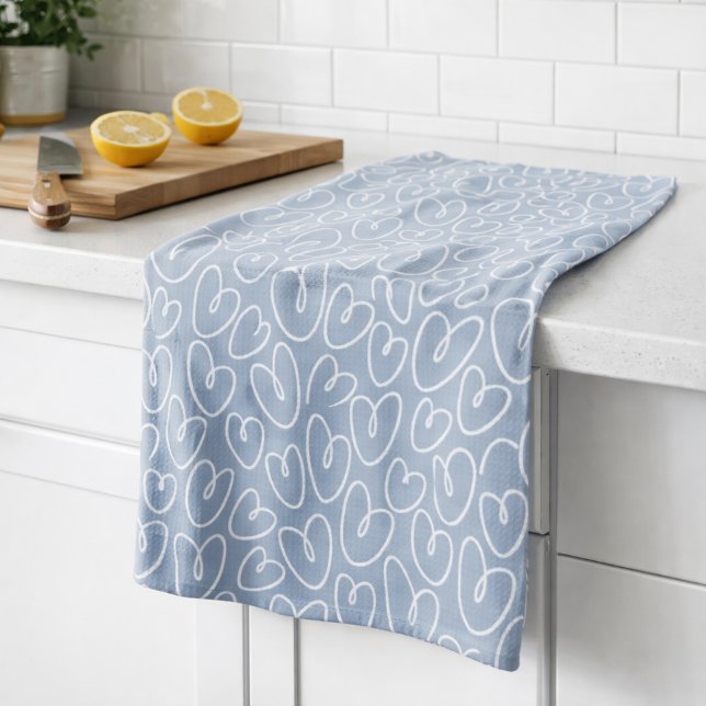 Modern Blue Heart Kitchen Towel (Creator Uploaded)