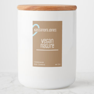 Modern Blue Heart Shape Vintage Brown Candle Food Label