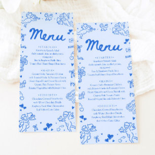 Modern Blue Hearts Hand Drawn Valentine Menu