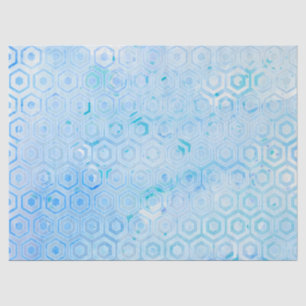 Modern Blue Hexagon Honeycomb Watercolor Pattern Tissue Paper