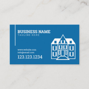 Modern Blue House Building Construction Company Business Card
