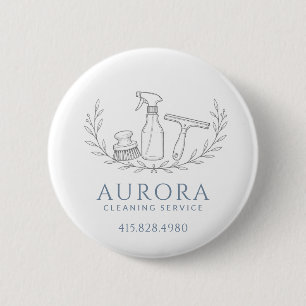 Modern Blue House Cleaning And Maid Service 2 Inch Round Button