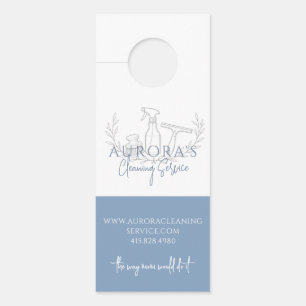 Modern Blue House Cleaning And Maid Service Door Hanger