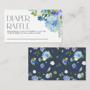 Modern Blue Hydrangea Baby Shower Diaper Raffle Enclosure Card