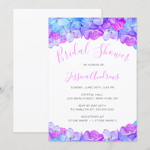 Modern Blue Hydrangea Floral Bridal Shower Invitation