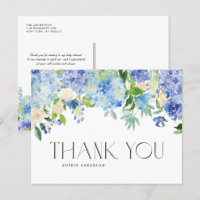 Modern Blue Hydrangea Flowers Thank You