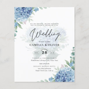 Modern Blue Hydrangea PHOTO Wedding Invitation Flyer
