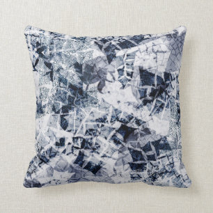 Modern blue Ice Crystals Throw Pillow