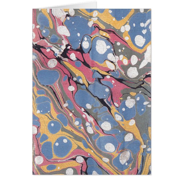 Modern Blue Italian Marbled Paper Thank You (Front)