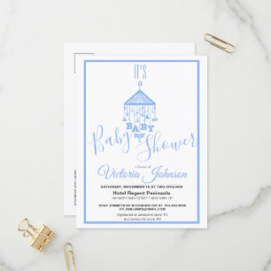 Modern Blue It's a Baby Boy Shower Invitation Postcard