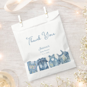 Modern Blue Jean Baby Denim Baby Shower Thank You Favour Bag