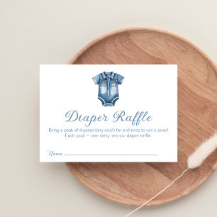 Modern Blue Jean Baby Denim Diaper Raffle Shower Enclosure Card