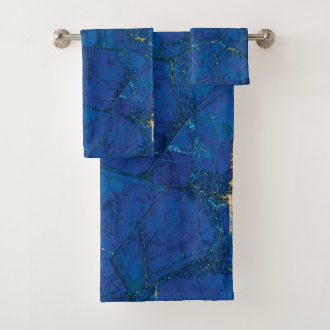 Modern Blue Lapis Lazuli Bath Towel Set (Insitu)