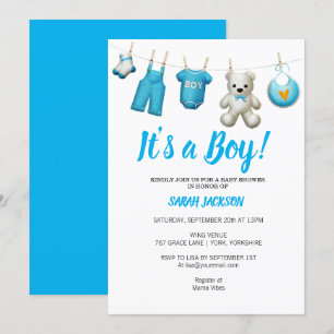 Modern Blue Laundry It’s a Boy Baby Shower Invitation