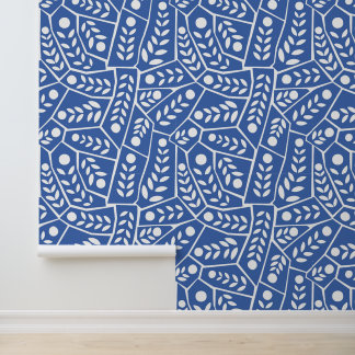 Modern blue Leaves And Shapes Wallpaper