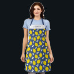 Modern Blue Lemon Floral Pattern Baking Apron<br><div class="desc">A beautiful blue and yellow baking apron featuring a pretty lemon pattern. Makes a great gift for a friend. Personalize it for a cute birthday gift. Designed for you by blackberry Boulevard.</div>