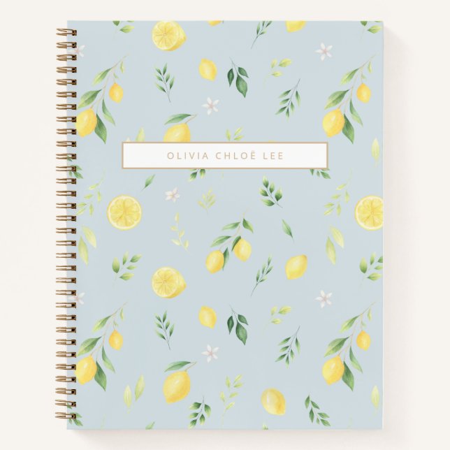 Modern Blue Lemon Notebook – Fully Personalize (Front)