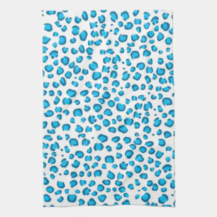 Modern Blue Leopard Pattern Animal Print Kitchen Towel