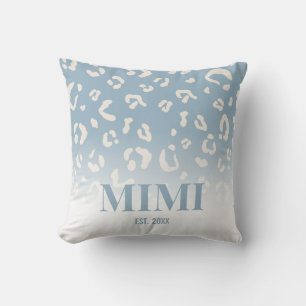 Modern Blue Leopard Pattern Personalized Mimi Throw Pillow