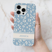 Modern Blue Leopard Pattern with Personalized Name