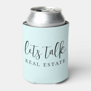 Modern Blue Let's Talk Real Estate Promotional   Can Cooler