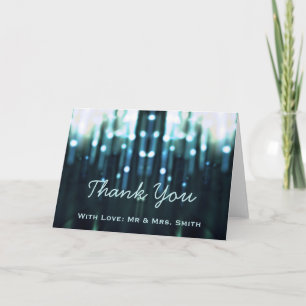 Modern Blue Lights Glitter Sparkles Thank You Card