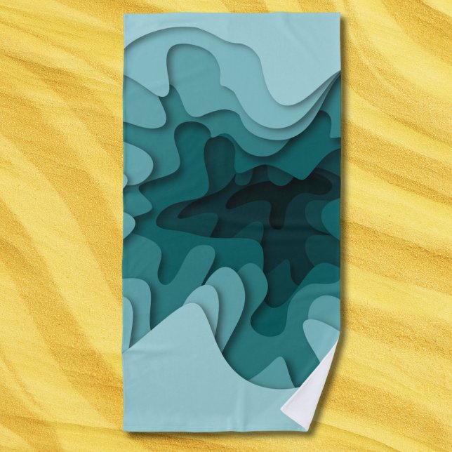 Modern Blue Lines Summer Beach Towel (Creator Uploaded)